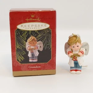 Vintage Hallmark Ornament "GRANDSON" Angel Boy (1997) - With Box - Picture 1 of 10