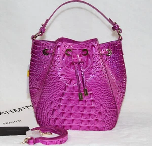 BRAHMIN Melinda Bucket Bag Deep Fuchsia Melbourne Shoulder Tote Purse Handbag - Picture 1 of 6