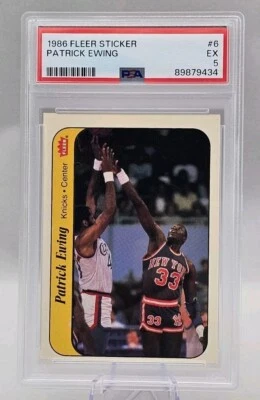 1986-87 Fleer Patrick Ewing Sticker #6 PSA 5 EX New York Knicks - Image 1 of 2