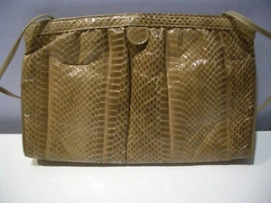 VINTAGE PALIZZIO GENUINE TAN/BEIGE SNAKESKIN LEATHER CLUTCH SHOULDER BAG - Picture 1 of 11