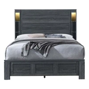 Global Furniture USA Cypress Dark Gray Paper Finish Full Bed w/ Accent Lighting - Picture 1 of 3