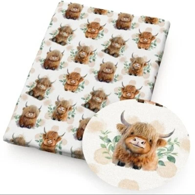 Highland Cow Shaggy Fluffy Polyester Cotton blend fabric 20x55" 1245667 - Image 1 of 2