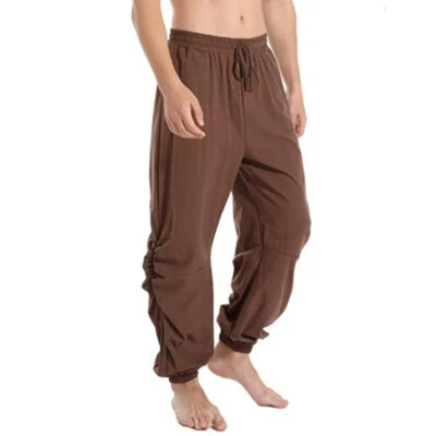 Pantalones con cordones medievales sueltos informales para hombre pantalones vintage de vendaje pirata Foto 1 de 4