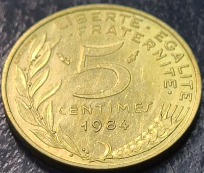 1984 France 5 CENTIMES KM# 933 US SELLER COMBINED SHIPPING - Image 1 of 2