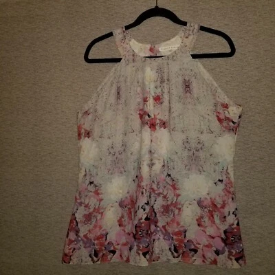 VIOLET + CLAIRE Womens Tank Blouse Top Floral Sleeveless Round Neck Size Large - Изображение 1 из 4