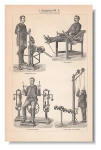 EXERCISE and FITNESS EQUIPMENT 1908 Original Vintage Antique Print - Picture 1 of 6