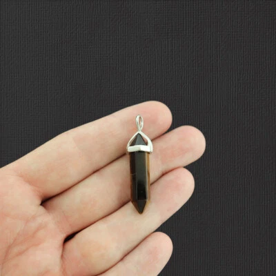 Натуральный тигровый глаз драгоценный камень кристалл точка подвеска - GEM079 - Изображение 1 из 2