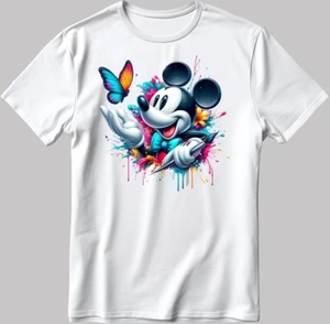 Camiseta Disney Mickey Mouse manga corta blanca-negra para hombre/mujer U101 - Imagen 1 de 6