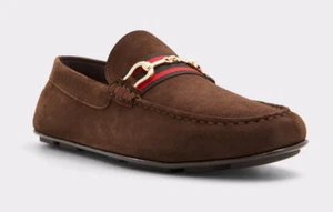 Aldo Spanner Brown Men's Hybrid Driving Shoes Leather Slip-On Loafers with Flex - Picture 1 of 7