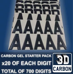 3D Carbon Fibre Gel Number Numbers Plate Business Equipment Wholesale Kit x700 - Picture 1 of 4