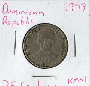 Moneda República Dominicana 25 Centavos 1979 KM51 - Imagen 1 de 2