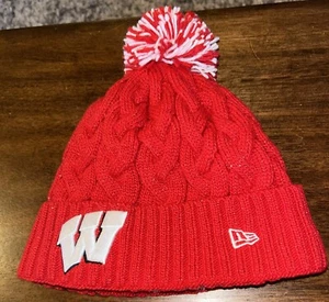 Univ. of Wisconsin Badgers New Era Winter Hat Cap Beanie Pom-Pom Adult - Picture 1 of 7
