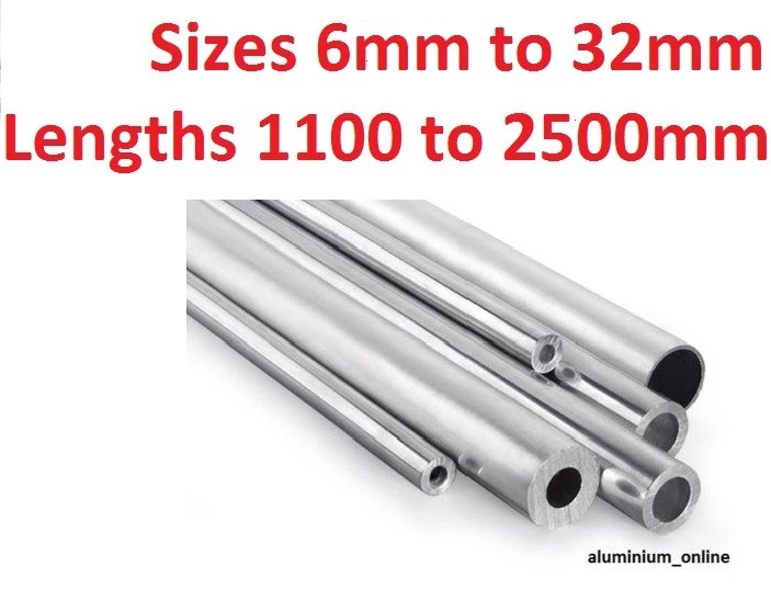 ALUMINIUM ROUND TUBE 6mm, 8mm 10mm 13mm 16mm 19mm 22mm 25mm 29mm 32mm