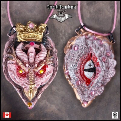 dragon crown evil eye magical talisman necklace jewelry pendant amulet satanic - Image 1 of 4