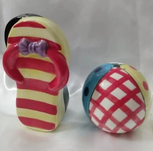 BEACH Ball & Flip Flops SALZ & PFEFFERSTREUER SET Keramik Ausgezeichnet 4,5" Hell - Bild 1 von 9