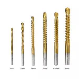 3-8mm Twist Drill Bit Round handle HSS Titanium Saw Bit Set Drilling Wood Metal - Picture 1 of 5