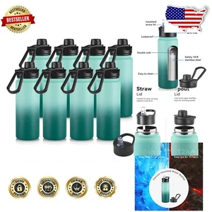 Stylish 16 oz Insulated Kids Water Bottles with Leakproof Straw Lids - 8 Pack - Picture 1 of 8