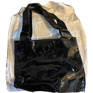Bolso de Mano SALVATORE FERRAGAMO Grande Negro Charol Shopper Italia AU-21 7736 - Imagen 1 de 3