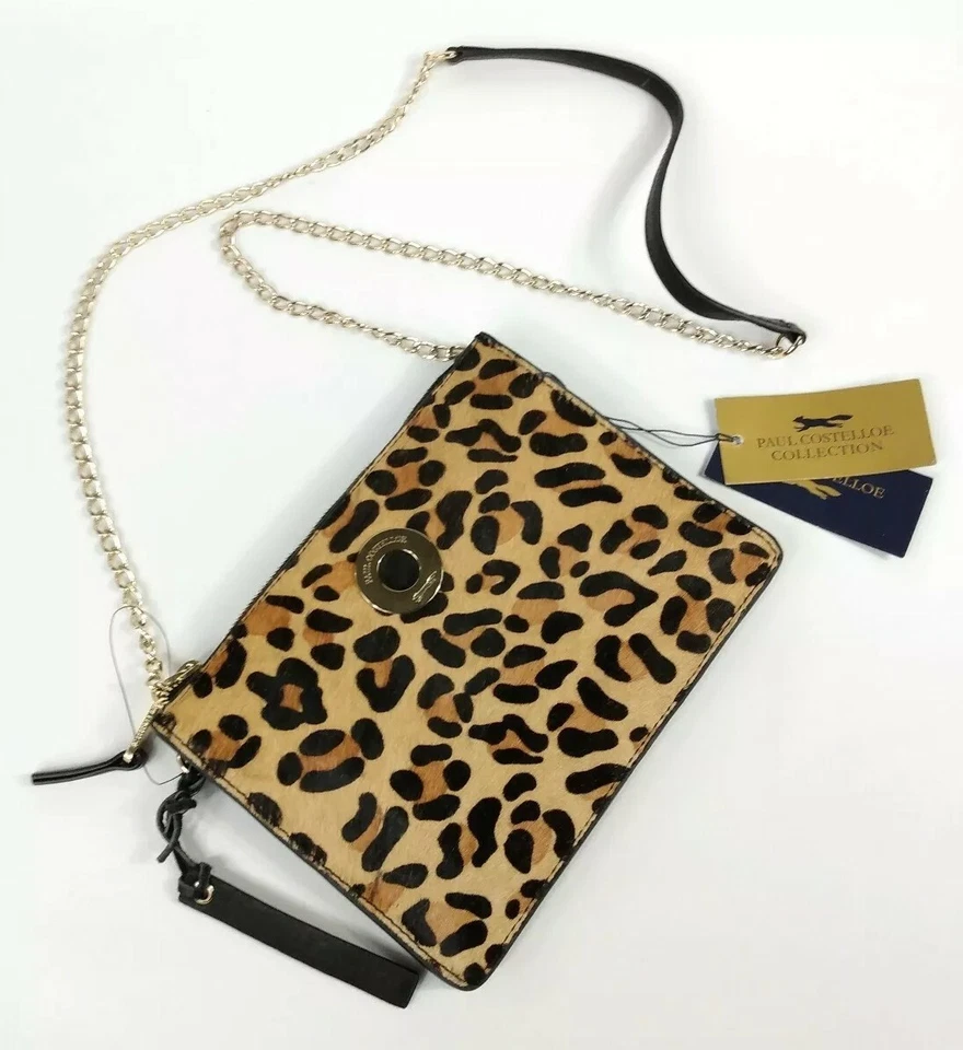 Paul Costelloe Collection Cross Body Black Brown Leopard Purse Bag PC6938A