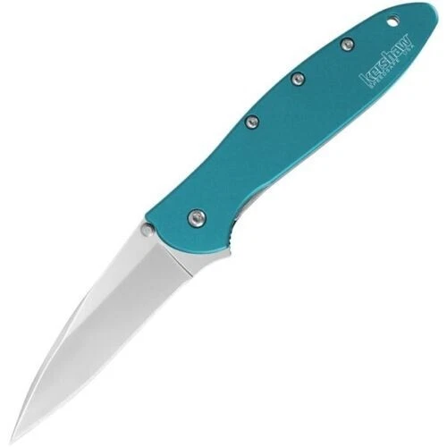 Faca Kershaw Leek - Teal 1660TEAL 4" moldura fechada. Acabamento de explosão de contas 3" San - Imagem 1 de 1