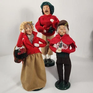 3 Byers Choice Carolers '96 '98 Woman Basket Man Christmas Tree Sweater Man Cape - Picture 1 of 19