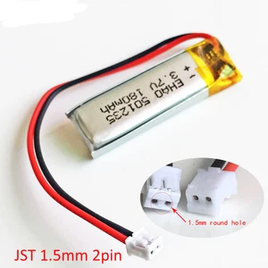 3.7V 180mAh LiPo Rechargeable Battery JST 1.5mm 2Pin Plug F GPS Bluetooth 501235 - Picture 1 of 21