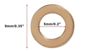 M5x9x1 mm Kupfer Quetschscheibe Flachringdichtung Dichtung Fitting M5 (10 Stück) - Bild 1 von 3