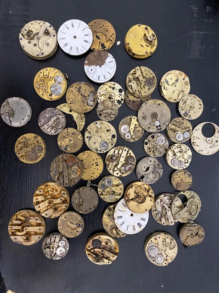 Lot of 30+  Vintage Pocket Watch Incomplete Movements~Parts or Repair~Steam Punk - Image 1 of 1