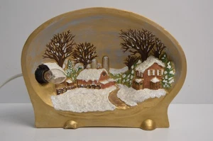 Lampada scena villaggio ceramica illuminata Natale vintage campagna fattoria decorazione illuminata - Foto 1 di 17
