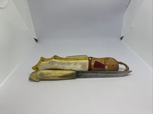 Finnish Puukko Nordic Reindeer Antler Handle Sami Knife & Fur Sheath, Finland - Picture 1 of 12