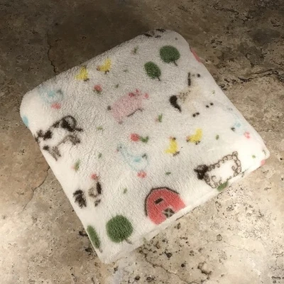 HB HUDSON BAY GRANJA PATRÓN CON VACAS CORDEROS POLLOS ROSA GRANERO SUAVE MANTA BEBÉ Foto 1 de 4