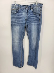 BKE Buckle Jake Jeans Herren 34L Light Faded Wash Bestickte Taschen Grunge Denim - Bild 1 von 12