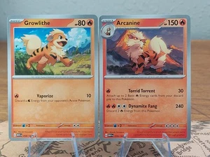 Arcanine & Growlithe Pokemon 151 (59 & 58/165) NM Normals - Picture 1 of 3