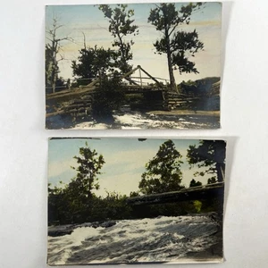 Lote Fotos Antiguas Cap A L’Aigle Quebec Canadá Años 20 Puente Antiguo Tintado a Mano - Imagen 1 de 5