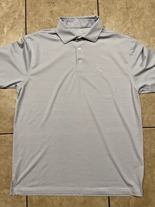 Camisa polo de golf Rhoback para hombre a rayas medianas manga corta rendimiento elástico - Imagen 1 de 7
