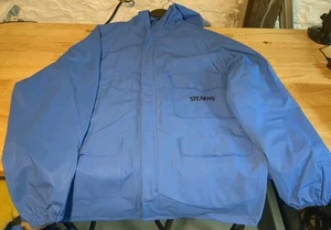 Stearns Waist Length Dry Wear Jacket Men's L Blue Hooded Rain Coat Waterproof - Picture 1 of 8