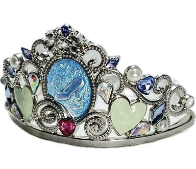 Disney Princess Cinderella Metal Tiara Crown Blue Heart Gems Play Dress Up - Image 1 of 4