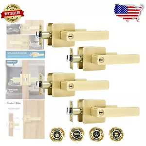 Universal 4 Pack Entry Door Lock Handles - Keyed Alike for Stylish Security - Picture 1 of 10