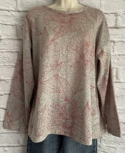 NEW DKNY Sweater Top sz Large Tan Taupe Floral Faux Mohair $79 - Picture 1 of 8