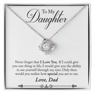 Love Knot Necklace Gift For DAUGHTER With Message Card WOMEN Fashion Jewelry DAD - Picture 1 of 5