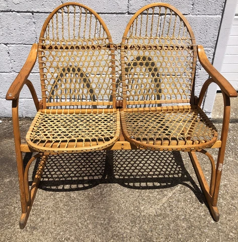 Vintage Vermont Tubbs Snowshoe Settee Bench Rare Cover