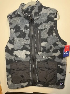 Nuevo con etiquetas Chaleco Exterior Camuflaje Negro Gris Lg Marca Campeón $75 Calidad Superior para Hombres Foto 1 de 4