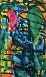 Olio su tavola informale anni 50, 40x65 cm. circa. MISTERIOSO!! - Foto 1 di 2