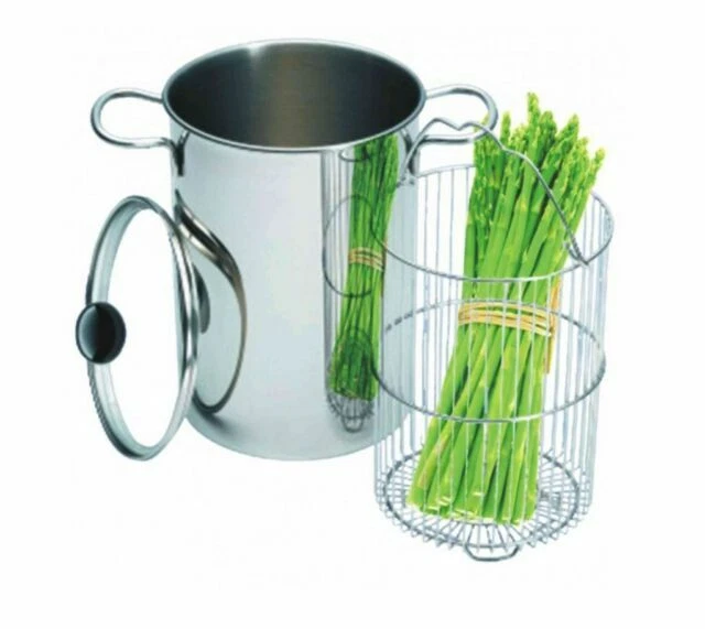 Borella Vela 16 cm Asparagera con Coperchio in Vetro -  Acciaio Inox