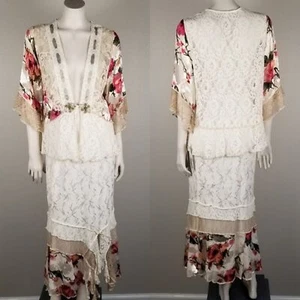 Vintage 90s Spencer Alexis Deadstock Bohemian 2 Piece Floral Lace Set Size S NWT - Picture 1 of 6