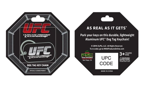 UFC Officially Licensed Dog Tag Key Chain Brand New In Clamshell Package Cover