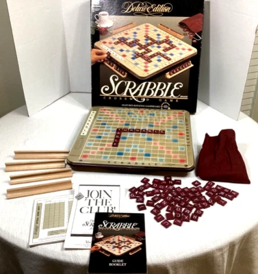 Scrabble Deluxe Edition Game With Rotating Board 1989 Milton Bradley Vintage - Image 1 of 4