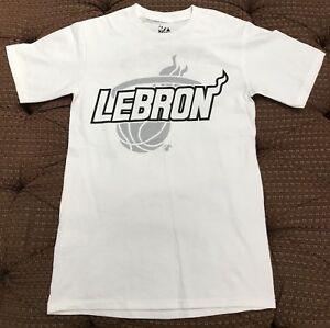 Lebron James Miami Heat NBA White Majestic T Shirt Size Small