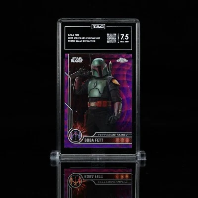 2023 Topps Chrome Star Wars BOBA FETT #89 purple wave TAG 8.5 - Image 1 of 4