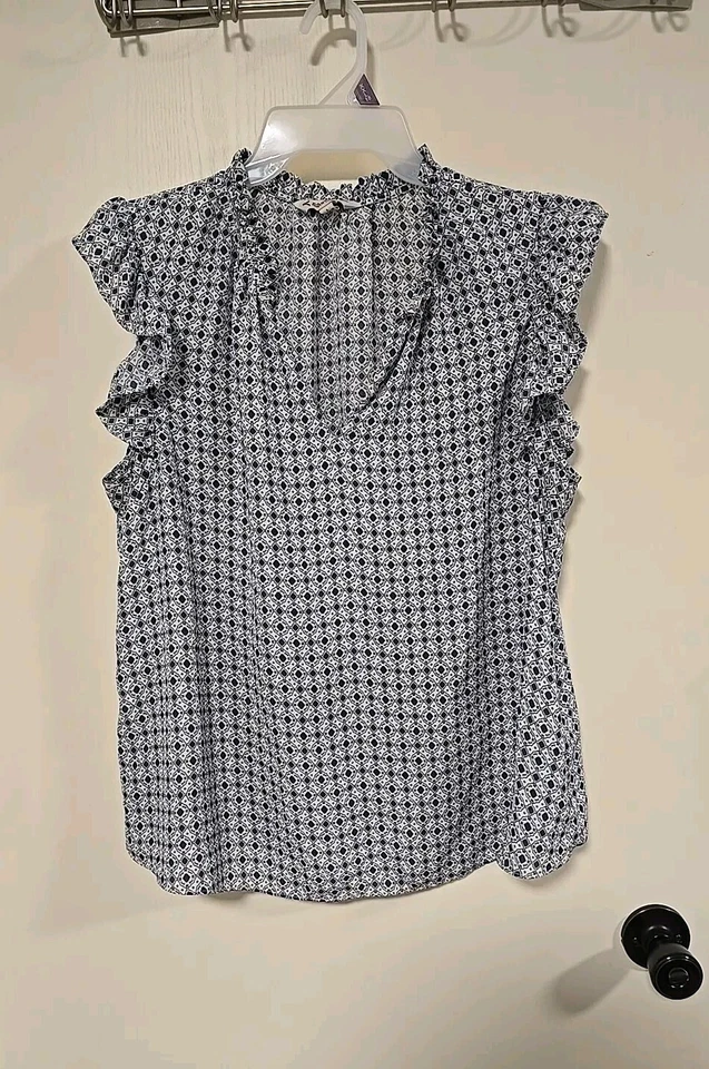 Top sin mangas Nanette Lepore para mujer azul blanco a cuadros talla grande  Foto 1 de 4